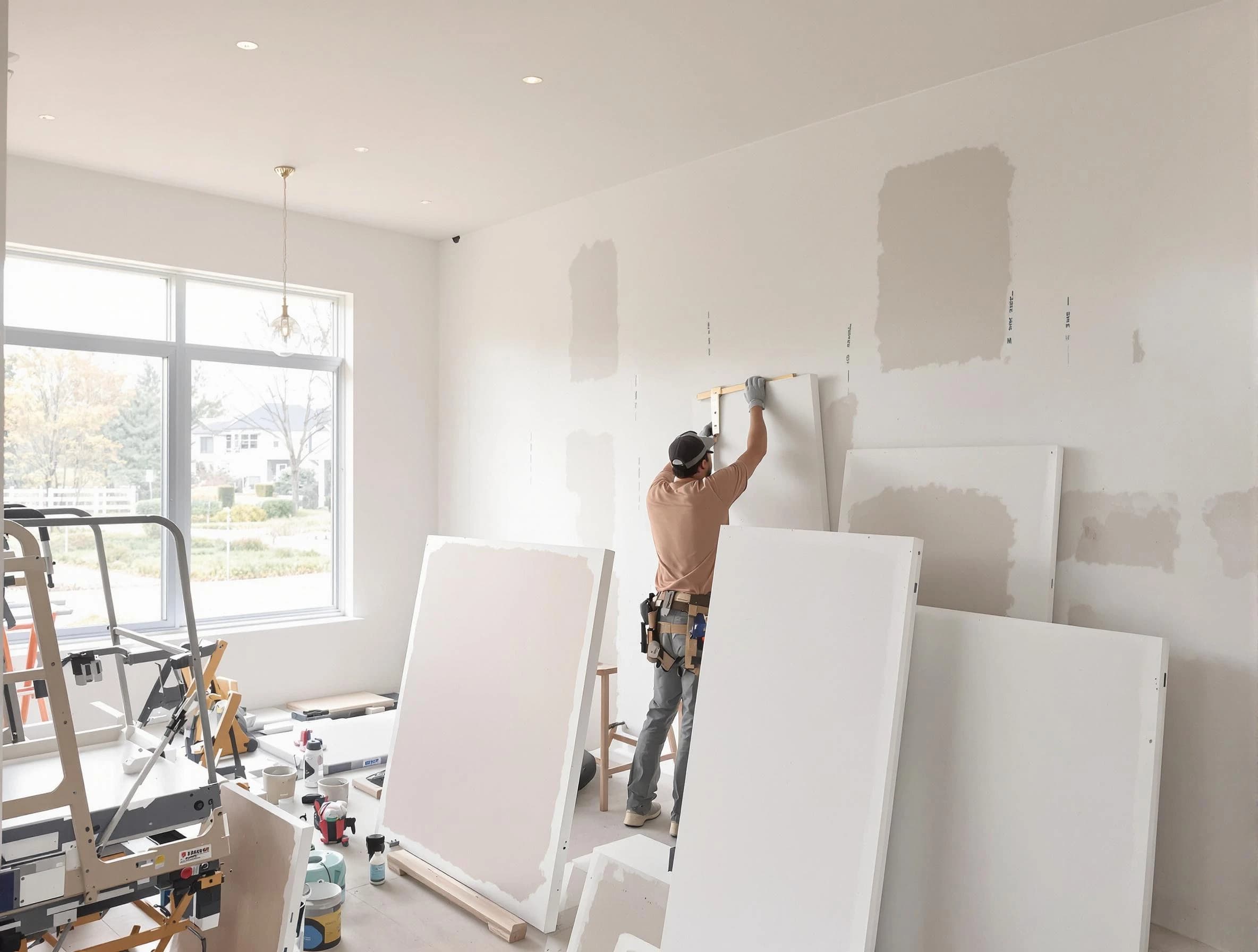 Parma Heights House Painters precisely hanging drywall sheets in Parma Heights, OH