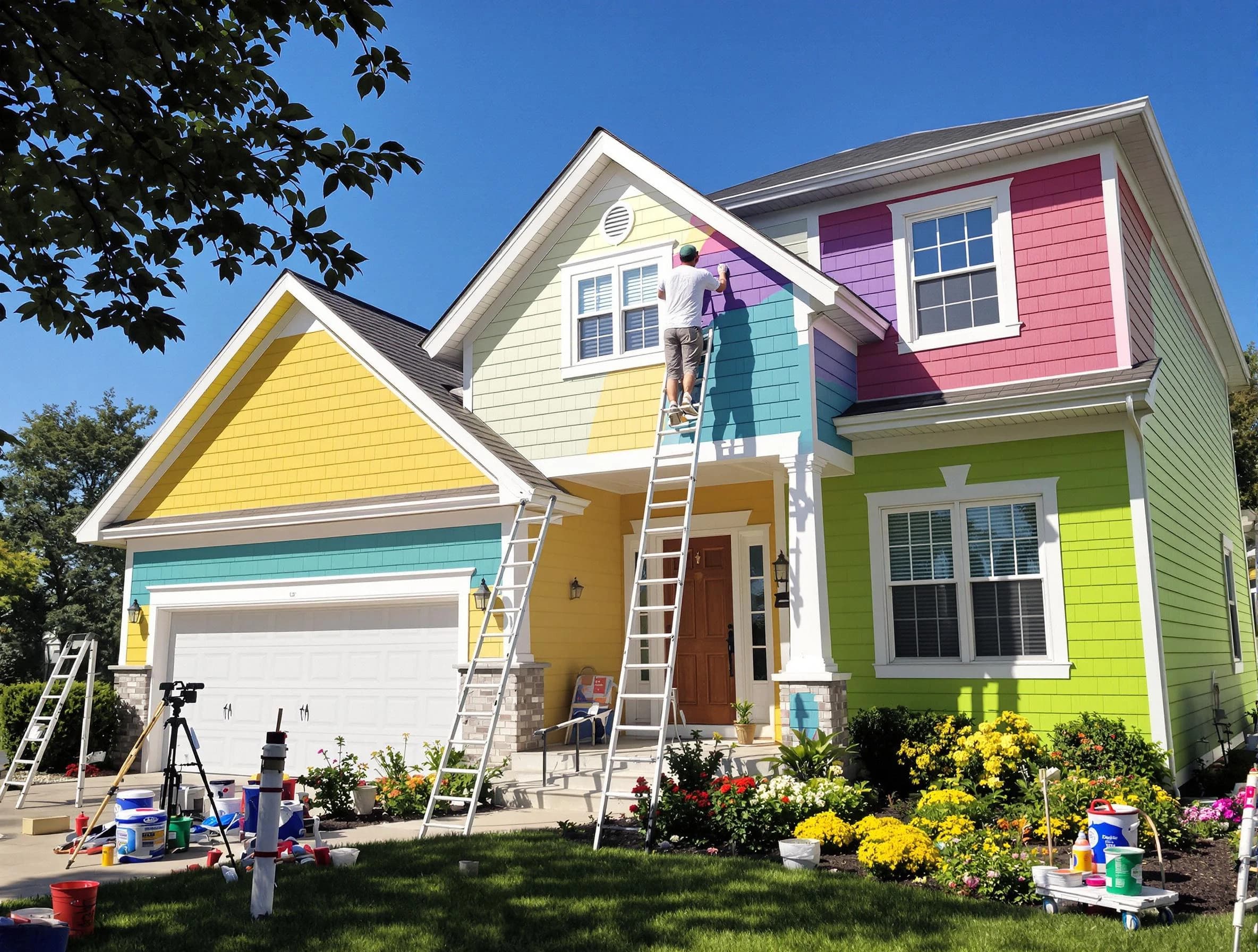 Parma Heights House Painters professionals painting a home exterior in Parma Heights, OH